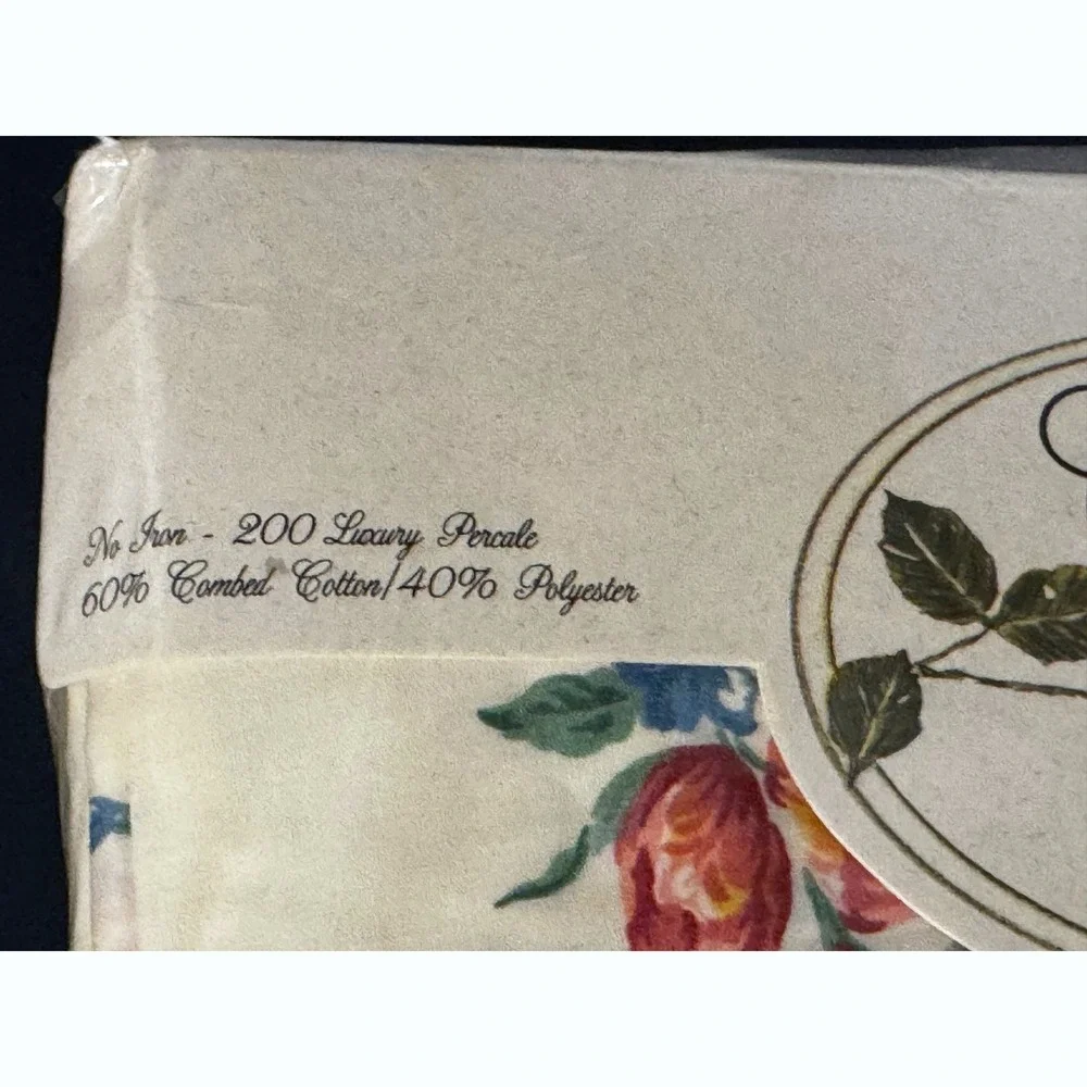 Vintage Croscill English Garden Full Sheet Set NOS Floral Ruffled Scalloped USA